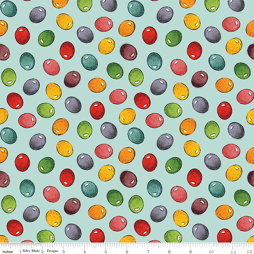Egg Hunt Jelly Beans Aqua Fabric