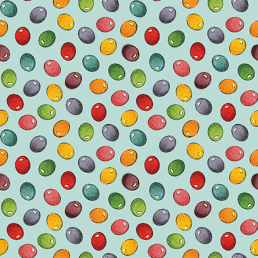 Egg Hunt Jelly Beans Aqua Fabric
