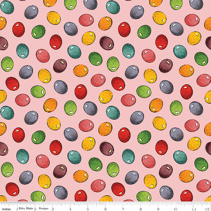 Egg Hunt Jelly Beans Pink Fabric - By the yard