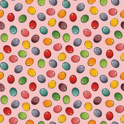 Egg Hunt Jelly Beans Pink Fabric - By the yard