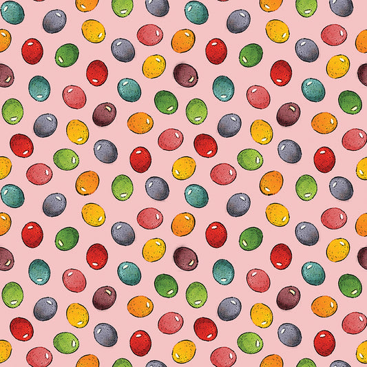 Egg Hunt Jelly Beans Pink Fabric - By the yard