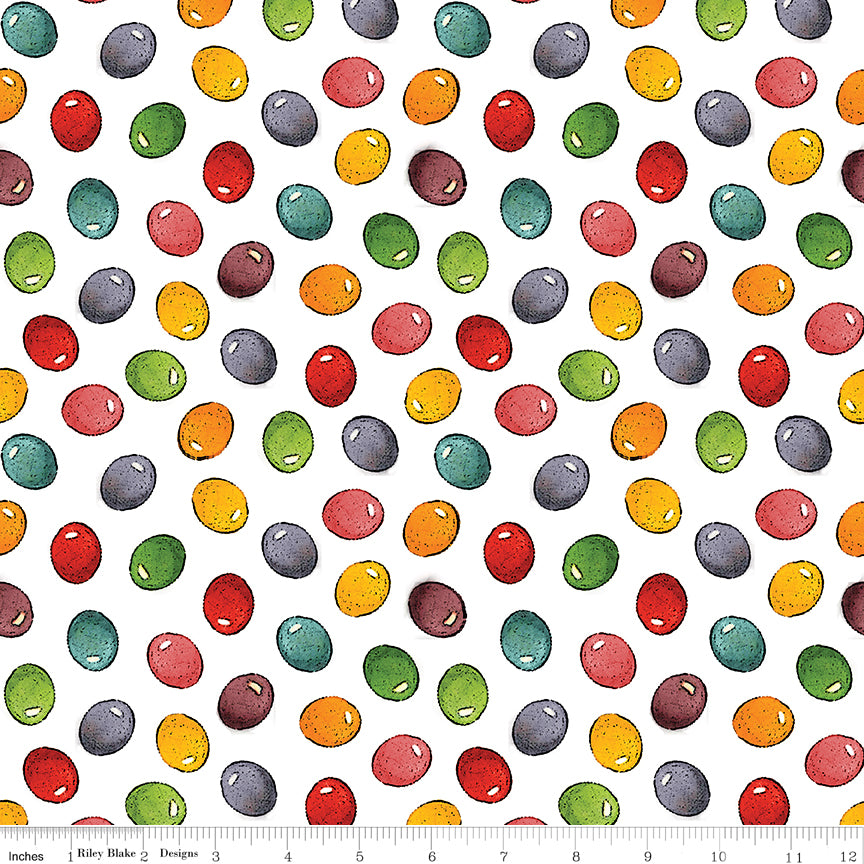 Egg Hunt Jelly Beans White Fabric