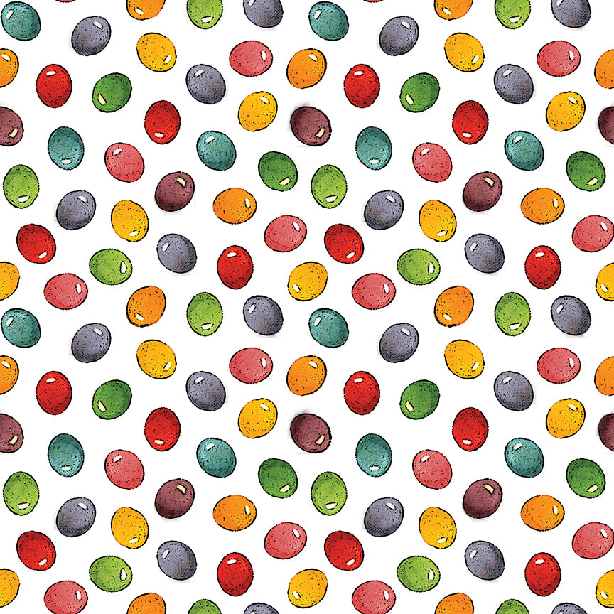 Egg Hunt Jelly Beans White Fabric