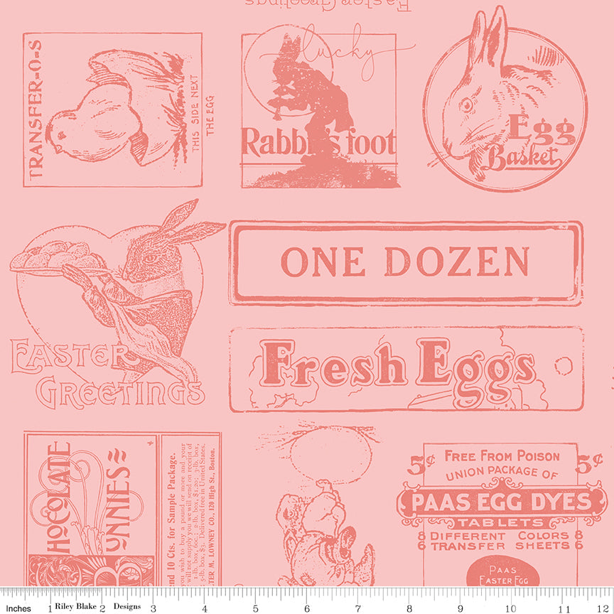 Egg Hunt Easter Ads Pink Fabric