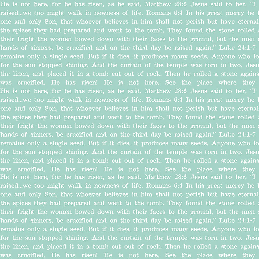 Egg Hunt Empty Tomb Text Aqua Fabric