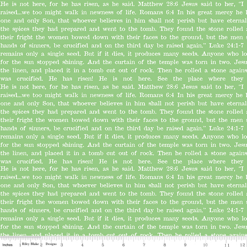 Egg Hunt Empty Tomb Text Green Fabric