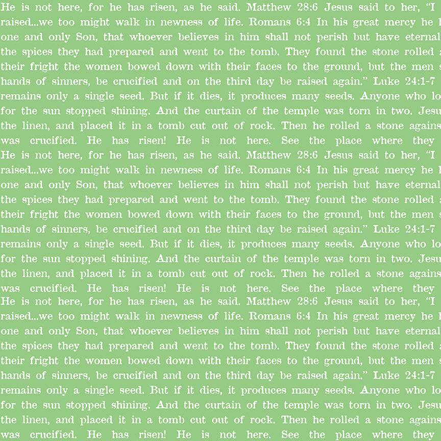 Egg Hunt Empty Tomb Text Green Fabric