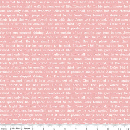 Egg Hunt Empty Tomb Text Pink Fabric - By the yard