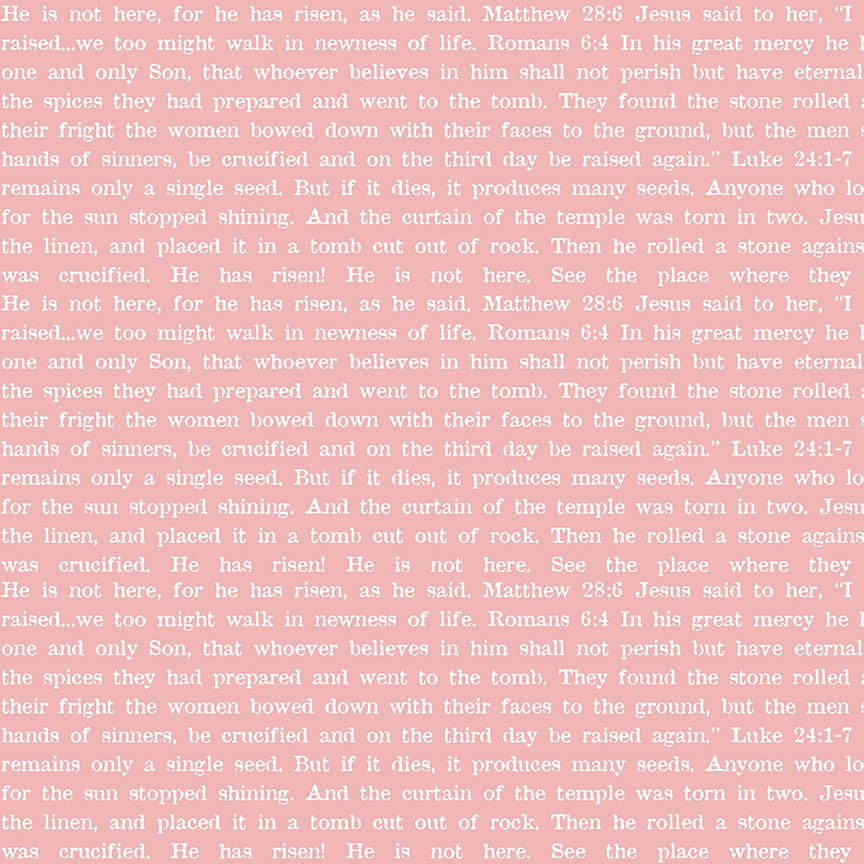 Egg Hunt Empty Tomb Text Pink Fabric