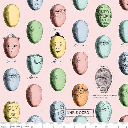 Egg Hunt Egg Study Pink Fabric - By the yard