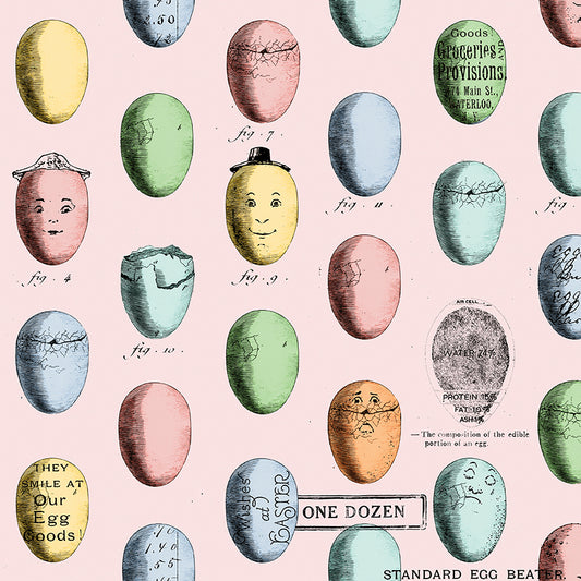 Egg Hunt Egg Study Pink Fabric - By the yard