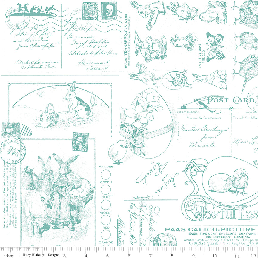 Egg Hunt Easter Post Aqua Fabric