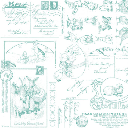 Egg Hunt Easter Post Aqua Fabric - By the yard