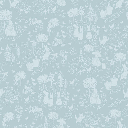 Peter Rabbit™ and Benjamin Bunny™ Tonal Garden Blue Fabric