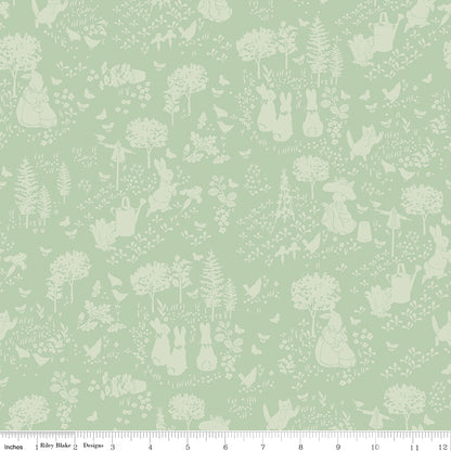 Peter Rabbit™ and Benjamin Bunny™ Tonal Garden Green Fabric