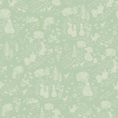 Peter Rabbit™ and Benjamin Bunny™ Tonal Garden Green Fabric