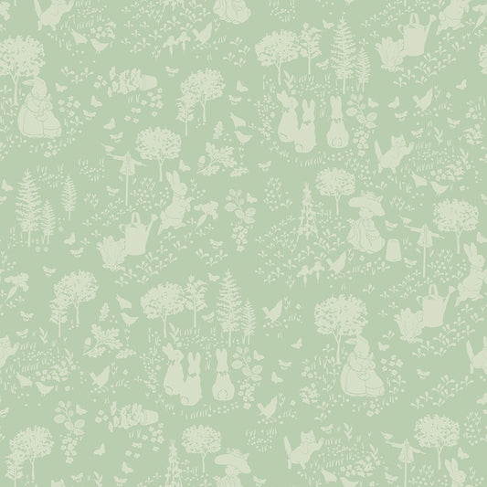 Peter Rabbit™ and Benjamin Bunny™ Tonal Garden Green Fabric