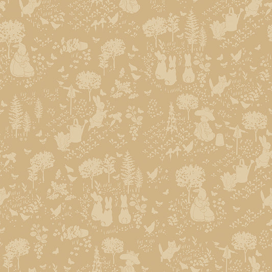 Peter Rabbit™ and Benjamin Bunny™ Tonal Garden Tan Fabric