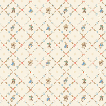 Peter Rabbit™ and Benjamin Bunny™ Lattice Cream Fabric