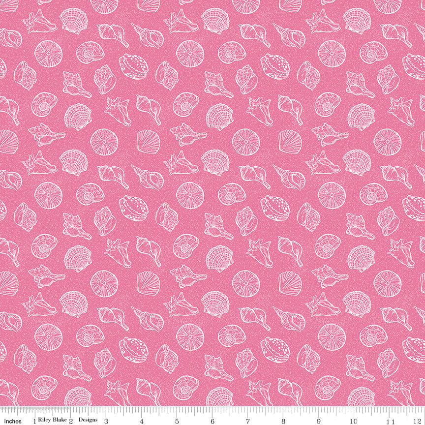 Reef Shells Pink Fabric - By the yard