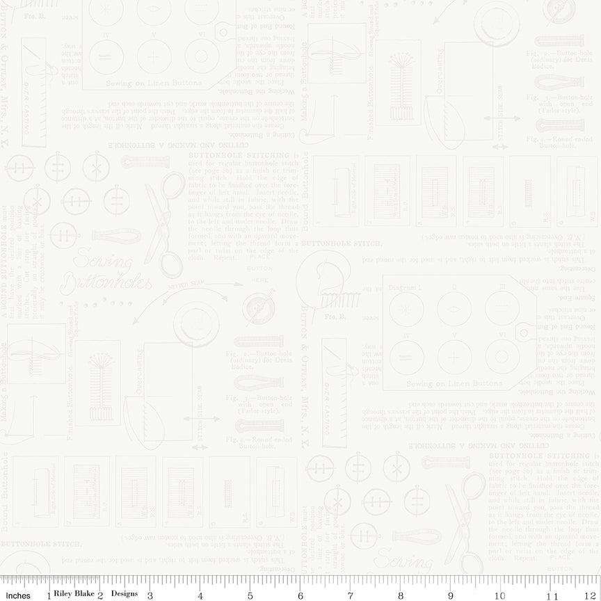 Sew America Sewing Notes White Fabric