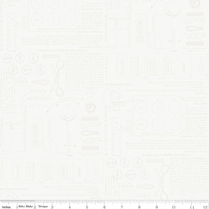 Sew America Sewing Notes White Fabric - By the yard