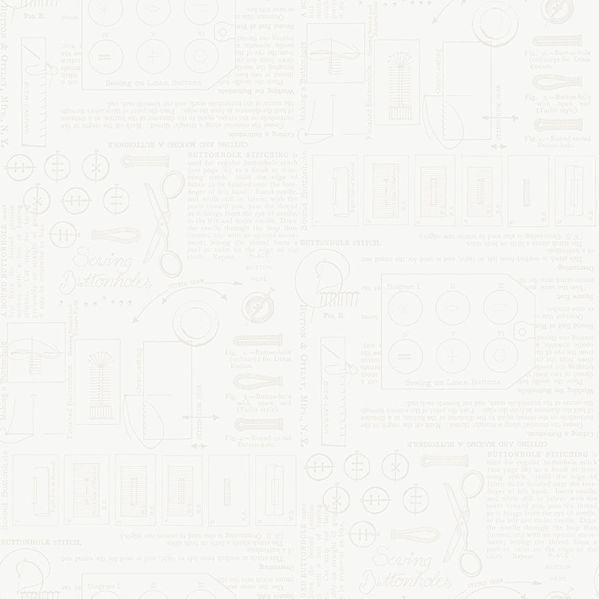 Sew America Sewing Notes White Fabric