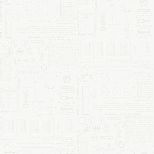 Sew America Sewing Notes White Fabric - By the yard