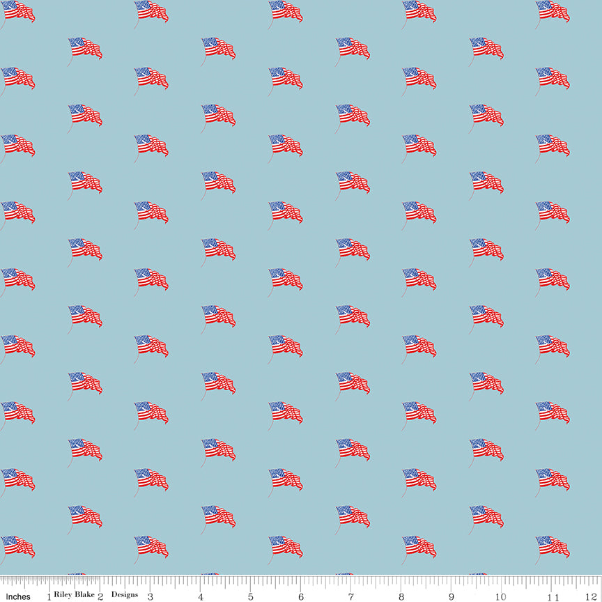 Sew America USA Flags Blue Fabric