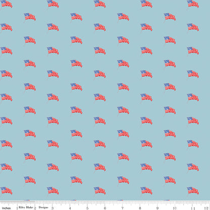 Sew America USA Flags Blue Fabric - By the yard