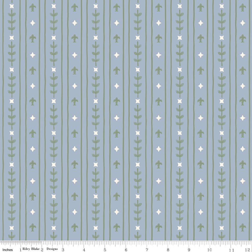 Faraway Kingdom Royal Stripe Sky Fabric