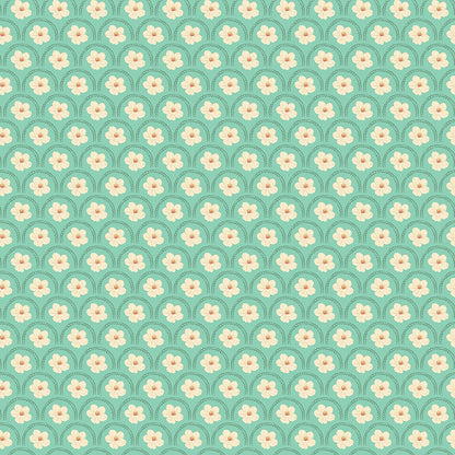 Southern Charm Peach Blossoms Mint Fabric - By the yard