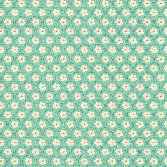 Southern Charm Peach Blossoms Mint Fabric - By the yard