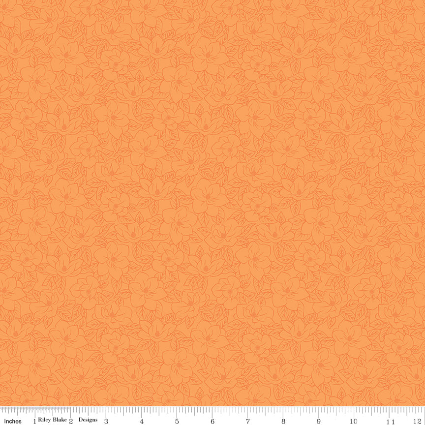 Southern Charm Magnolia Tonal Orange Fabric