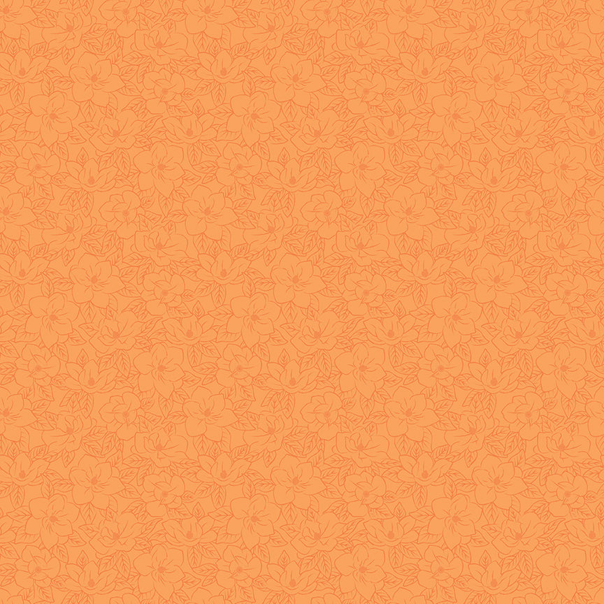 Southern Charm Magnolia Tonal Orange Fabric
