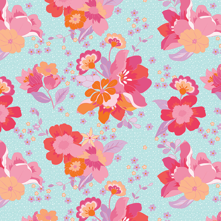 Flourish Main Aqua Fabric