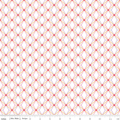 Flourish Geometric White Fabric - By the yard