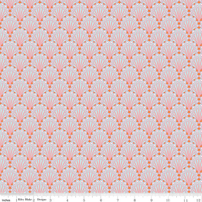 Flourish Fantail Aqua Fabric - By the yard