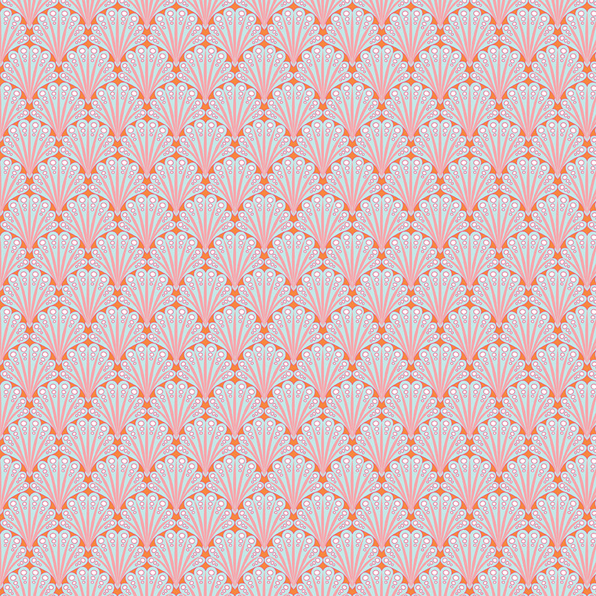 Flourish Fantail Aqua Fabric - By the yard