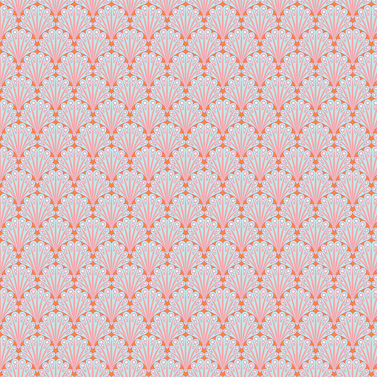 Flourish Fantail Aqua Fabric - By the yard