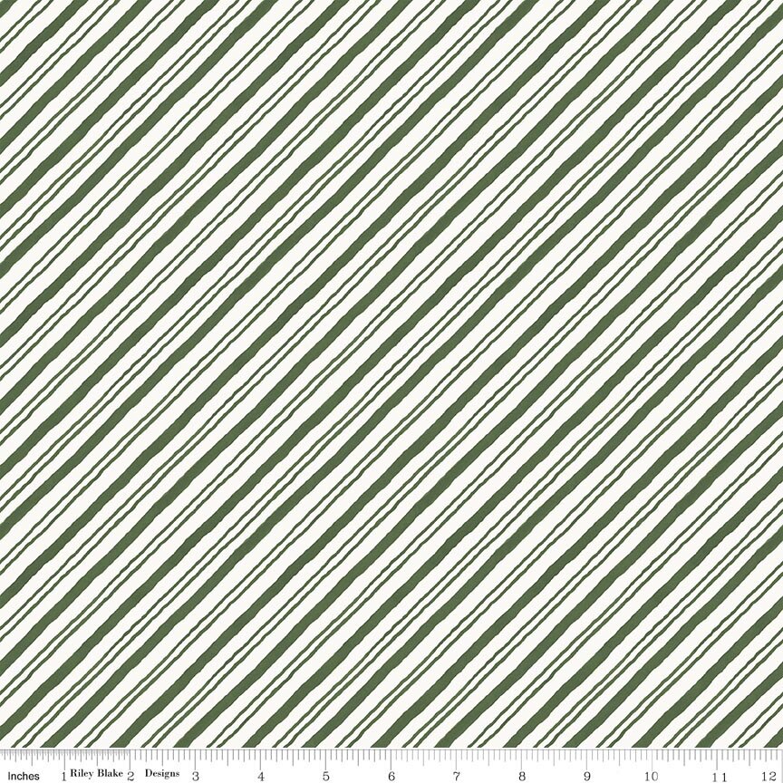Holiday Spirit Stripes Green Fabric