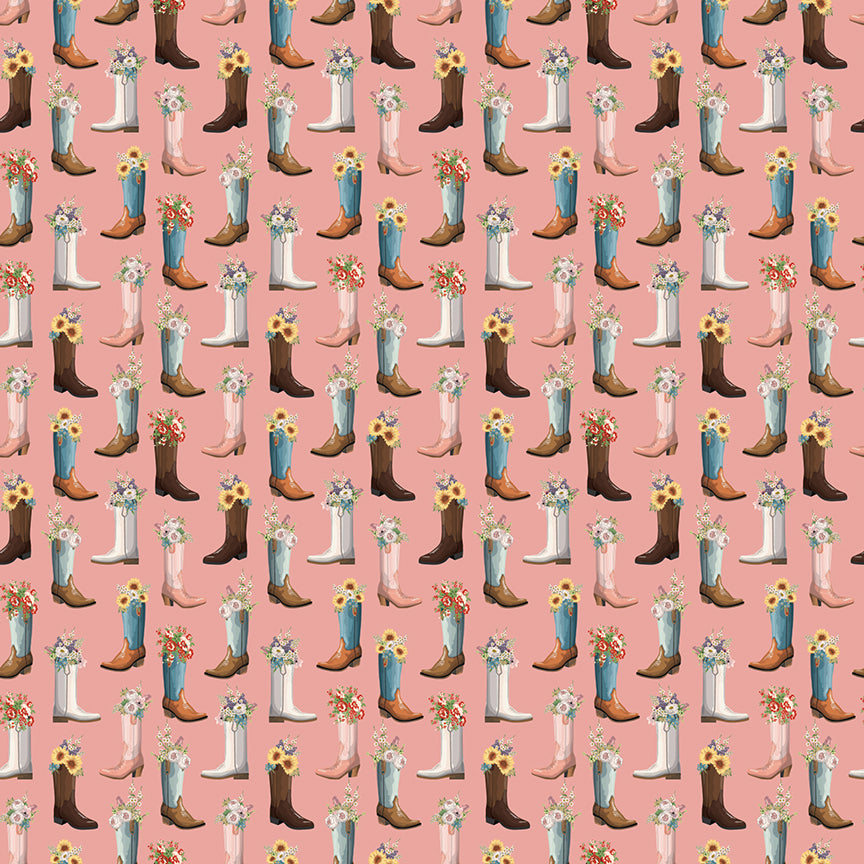 Cowgirl Boots Pink Fabric