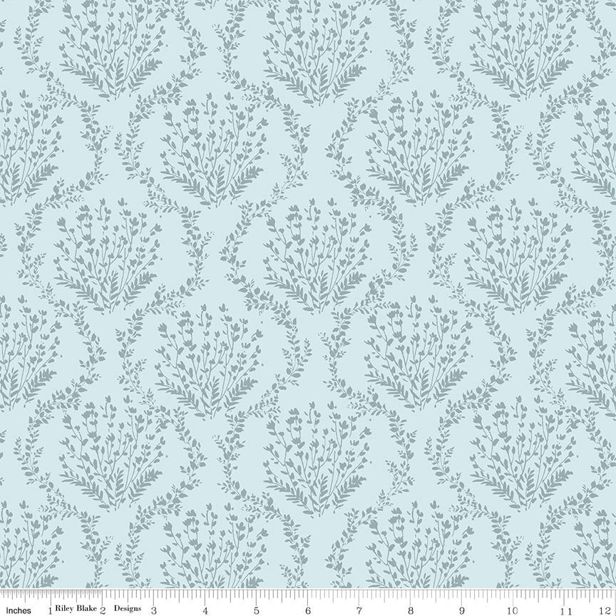 Sketchbook Vines Blue Fabric