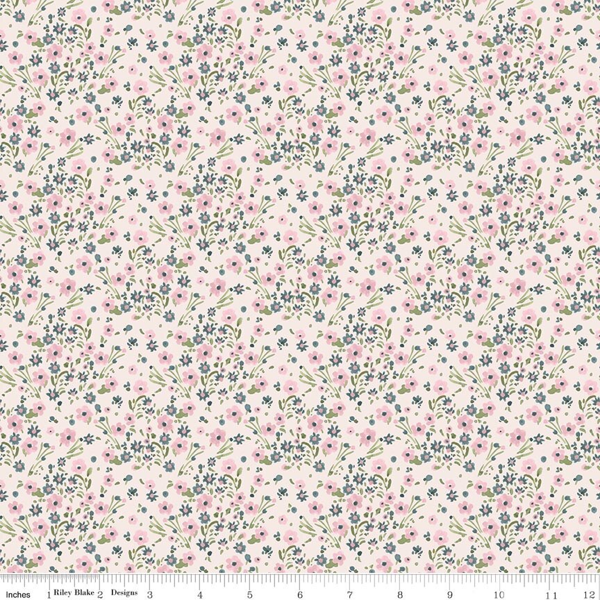 Sketchbook Blossoms Cream Fabric