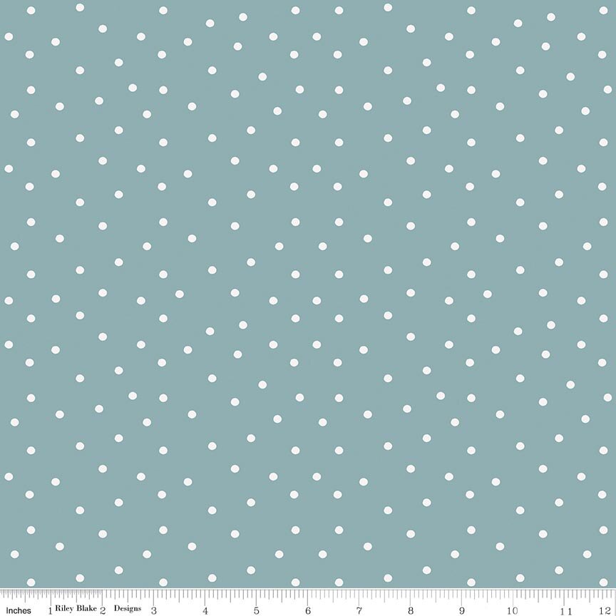 Sketchbook Dots Dusty Blue Fabric
