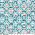 Correspondence Trellis Damask Aqua Fabric