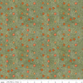 Spooky Pumpkins Green Fabric