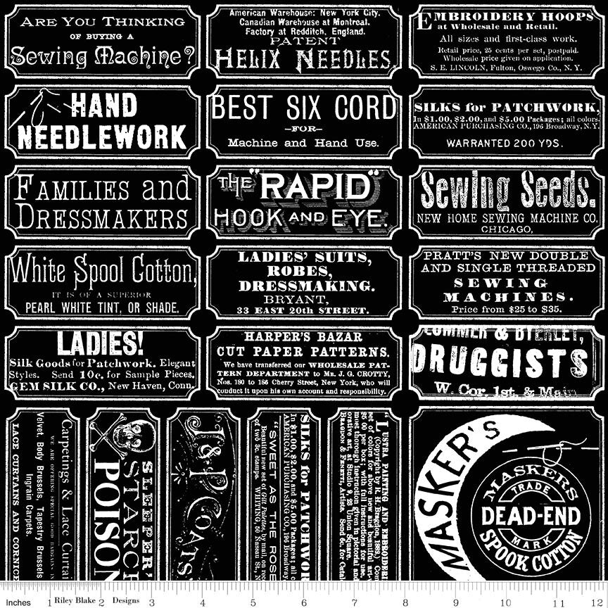 Scary Scraps Scary Sew Labels Black