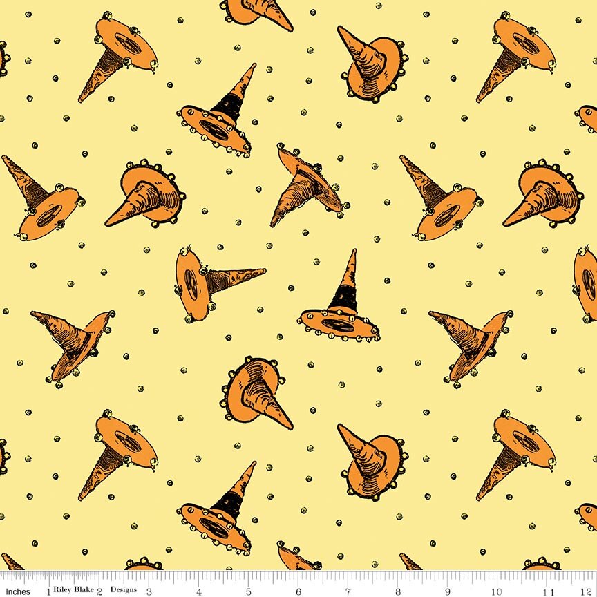 Scary Scraps Festive Hat Toss Yellow Fabric