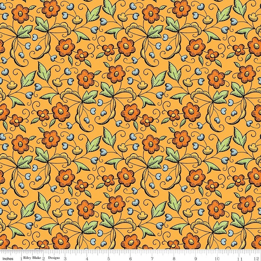 Scary Scraps Fall Floral Orange